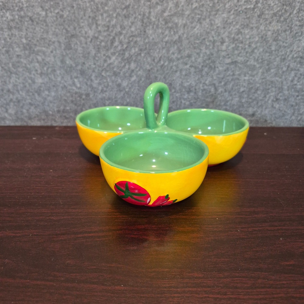 Avon Fiesta Triple Section Condiment Server Cottage Southwestern Y2K 90s